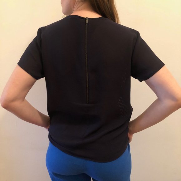 COS Top with Punch-out Pattern, Navy Medium - Picture 5 of 10